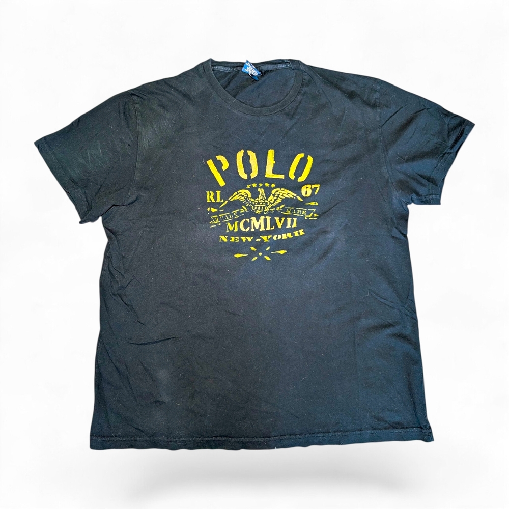 Ralph Lauren Black Short Sleeve Tee with Yellow Polo Graphic